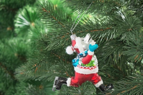 Ялинкова іграшка Ведмедик червоний 12 см 