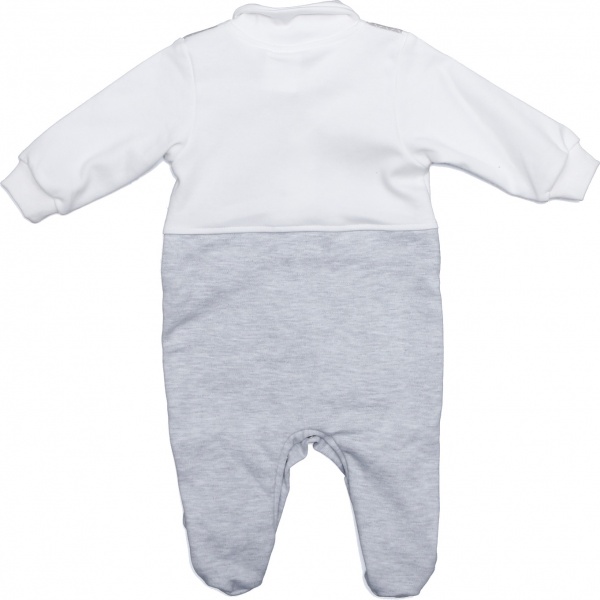 Комбінезон дитячий для хлопчика Bambinelli із метеликом р.56 білий із сірим 