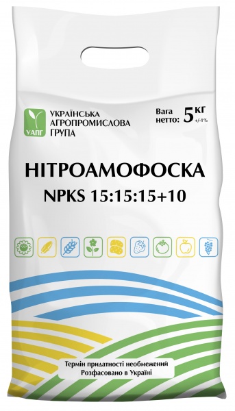 Удобрение минеральное УАПГ Нитроаммофоска с серой NPKS 15:15:15+10 5 кг