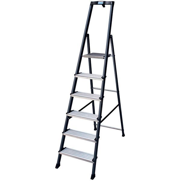 Лестница-стремянка Krause Securo 6 анодированная (126443) c органайзером