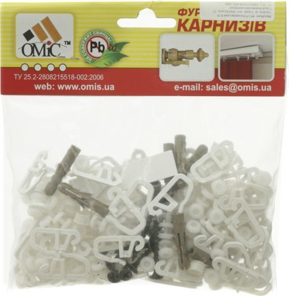 Комплект фурнітури ОМіС до стельового карнизу ОМ3 набірний 300 см білий 