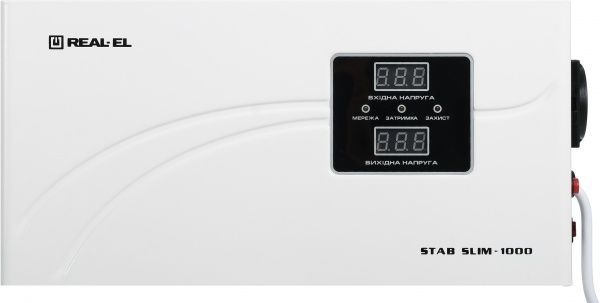 Стабілізатор напруги REAL-EL STAB SLIM-1000, white (REAL-EL