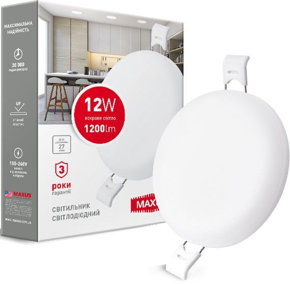 Світильник точковий Maxus Sp Edge круг LED 12 Вт 4100 К білий 