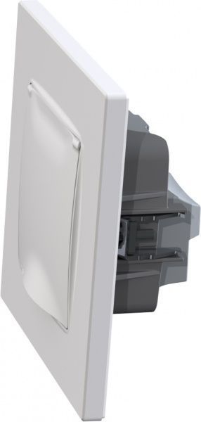 Розетка с заземлением Plank Electrotechnic Classic/Nordic со шторками с крышкой белый PLK0551031