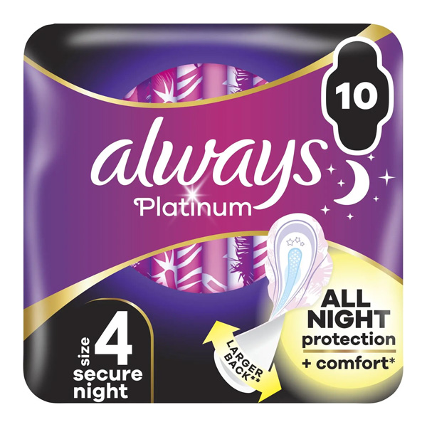 Прокладки гигиенические Always Platinum Secure Night (Размер 4) 10 шт.