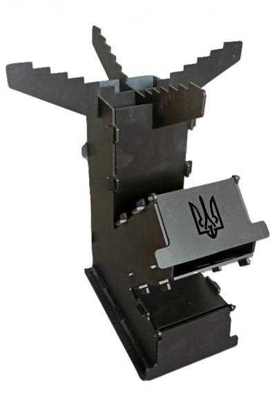 Печь ракетная Стальной характер «Турбо печь» с Тризубом 369х375х140