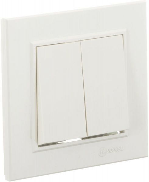 Вимикач двоклавішний Makel Karea 00 без підсвітки 10 А 220В слонова кістка