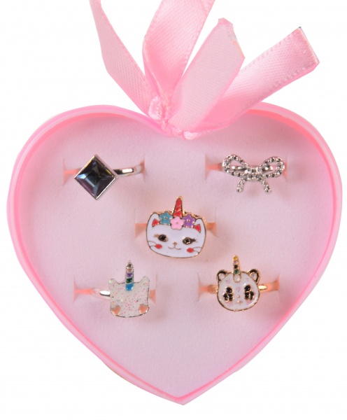 Набір дитячих каблучок Серце 5 шт/уп. KB2124 (асортимент)