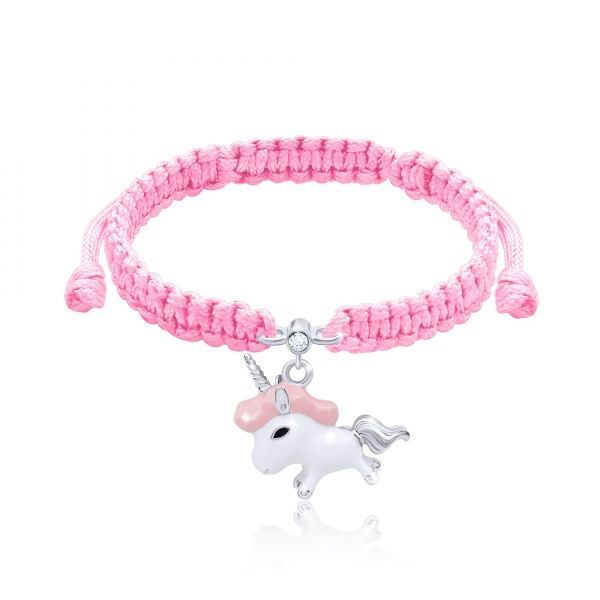 Браслет плетеный UMa&UMi Единорог розовый