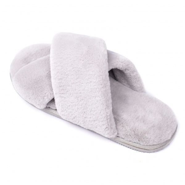 Тапки домашние Twins HS-LUX меховые перекрест р. 36/37 серый 