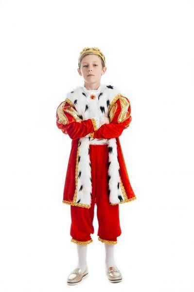 Костюм карнавальний КАРНАВАЛІЯ Король New р.116-122 червоний із білим 