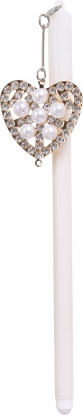 Ручка гелевая Жемчужное сокровище сердце белая 