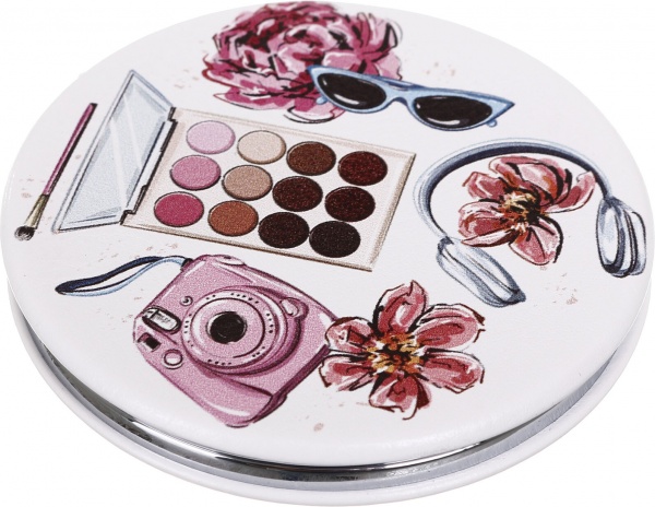 Дзеркало кишенькове косметичне Лідер Канц Приналежності жіночі кругле 6 варіантів в асортименті 