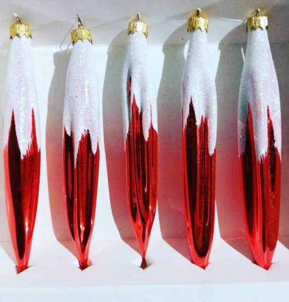 Набор елочных игрушек Сосулька красный 17 см 5 шт./уп. 