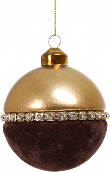Елочная игрушка в форме шара с бусинами 8 см 