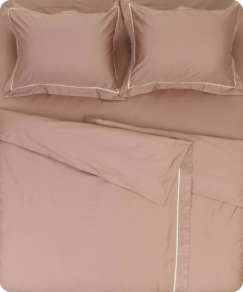 Комплект постільної білизни Solid сімейний темно-бежевий La Nuit 