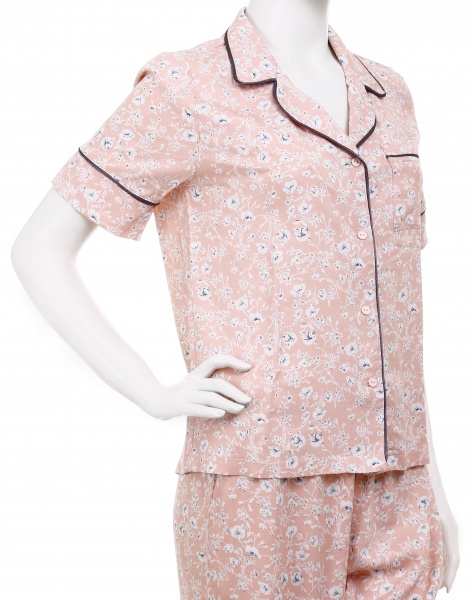 Жакет Trio жіночий BIZE принт квіти з коротким рукавом р. L персиковий