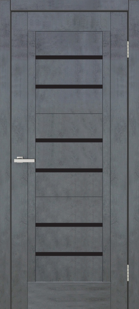 Дверне полотно ОМіС Річмонд ЧС ПО чорне скло 600 мм цемент темний