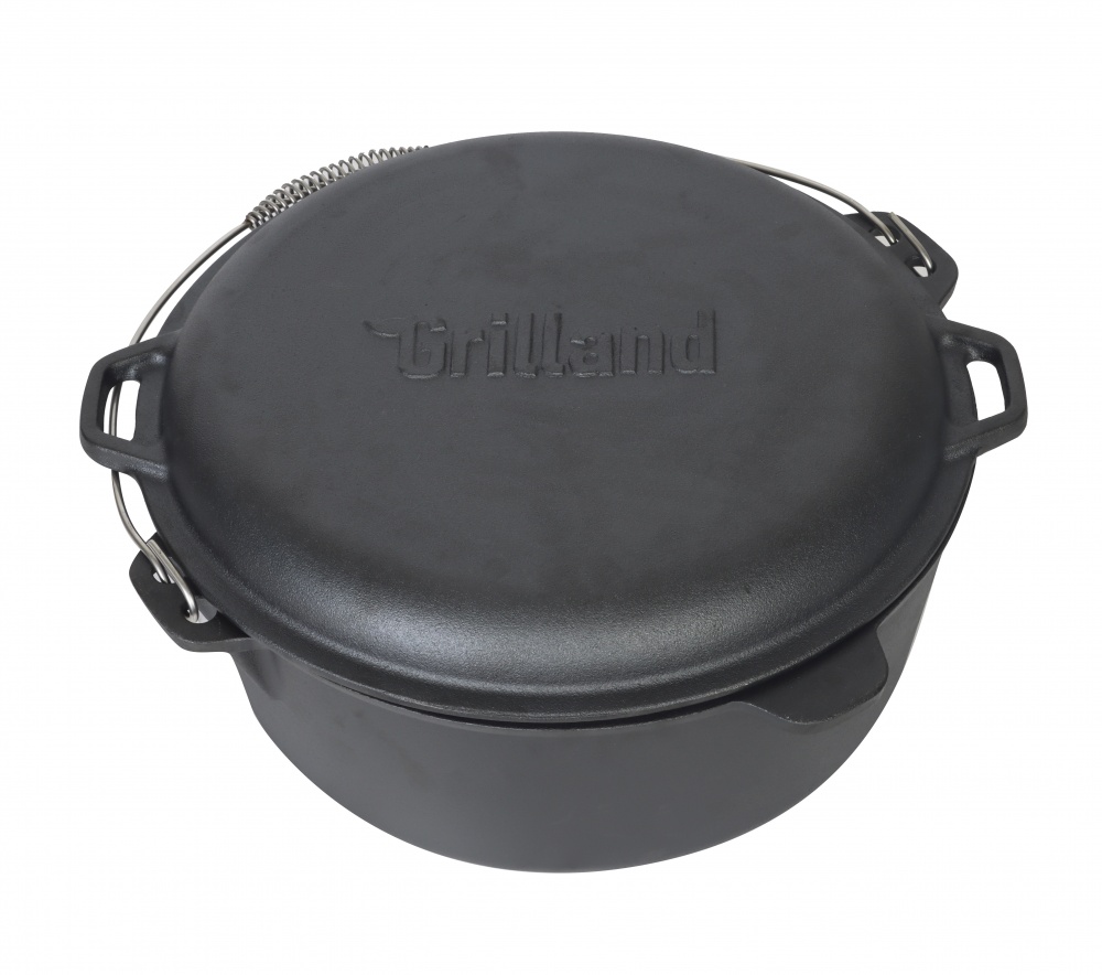 Казан Grilland ø315 мм 135 мм 8 л чугунный з кришкой-сковородой, UHR-250304