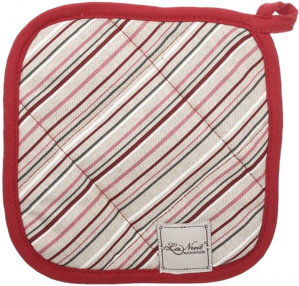 Прихватка Вінтаж смужки/однотонна 20x20 см бежевий із червоним La Nuit 