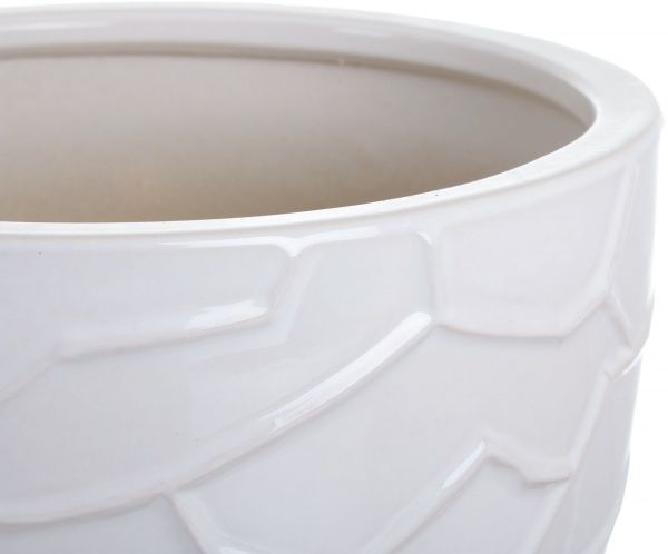 Горщик Viet Thanh Ceramic з блюдцем жатий 29х25 см VT.10842-1 фігурний білий 