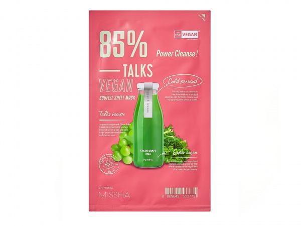Маска тканинна для обличчя MISSHA Talk Vegan Cleanse 27 г 1 шт.