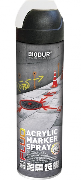 Фарба аерозольна Biodur для сигнального маркування білий мат 500 мл