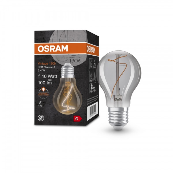 Лампа світлодіодна Osram Vintage FIL CLA 818 SM 3,4 Вт прозора E27 220 В 1800 К 