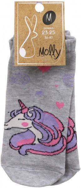 Шкарпетки жіночі Молли Єдиноріг р. 23-25 сірий меланж 