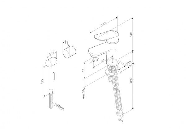 Смеситель для умывальника AM.PM с гигиеническим душем F85C03000 Sunny