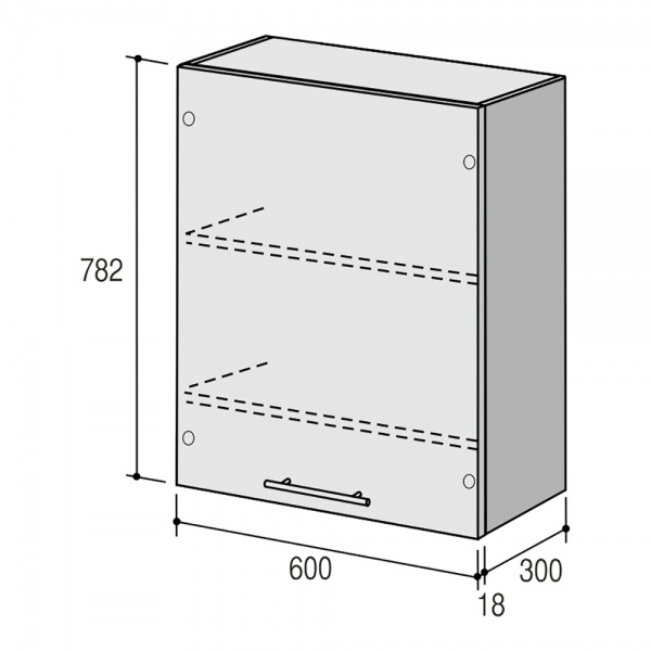 Шафа верхня під витяжку Руна МВВ лівий 600х782х300 мм дуб полярний/білий ROKO