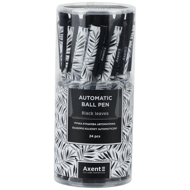 Ручка шариковая Axent автомат. 1092-07-A Black Leaves