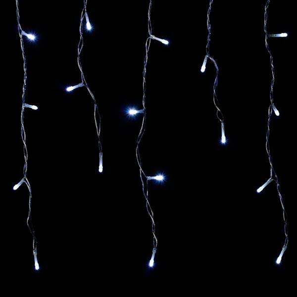 Гирлянда-штора Феєрія белая, кабель прозрачный встроенный светодиод (LED) 100 ламп 2 м