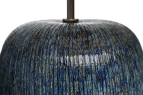 Настольная лампа декоративная Bernardo с абажуром голубой крафт 