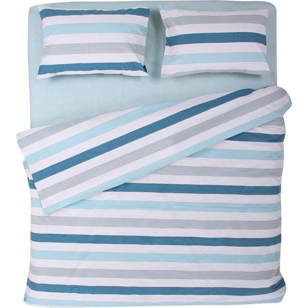 Комплект постельного белья Полоска 1,5 голубой La Nuit 