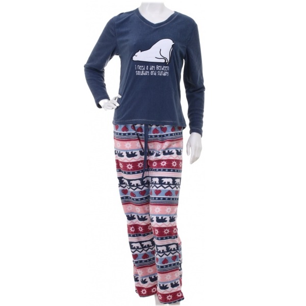 Костюм домашний женский La Nuit Home Christmas Bear р. L синий с принтом 