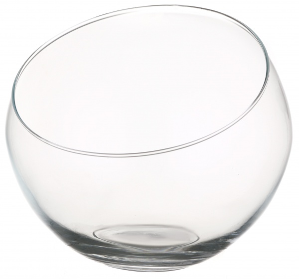 Ваза-акваріум зі скошеним краєм скляна d25 21,5 см прозора 