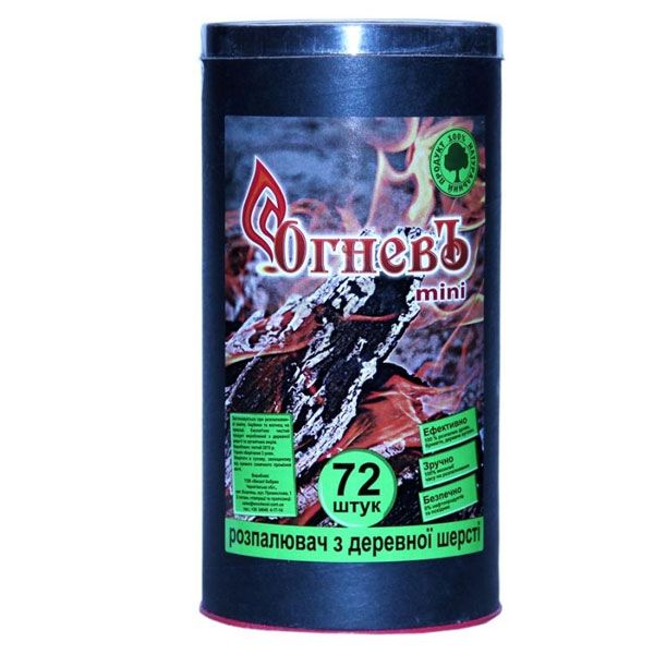 Разжигатель-мини с древесной шерсти Огневъ 72 шт  