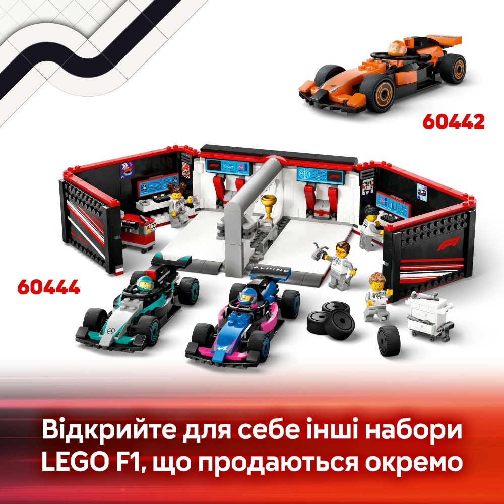 Конструктор LEGO City Піт-стоп і піт-екіпаж F1® з болідом Ferrari 60443