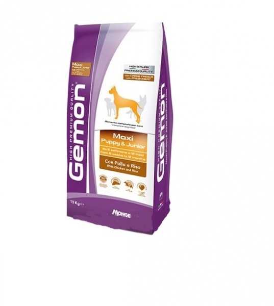 Корм сухий для щоденного годування цуценят від 6 тижнів до 12 місяців для великих порід GEMON Maxi Puppy&Junior курка