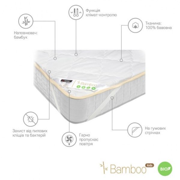 Наматрасник Bamboo Kids 60x120 см Sonex белый 