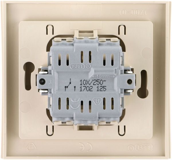 Выключатель проходной одноклавишный Ospel Kier без подсветки 10 А 250В IP20 кремовый LP-3W/01