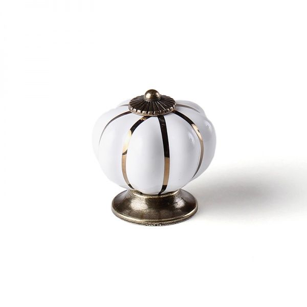 Меблева ручка кноб Larvij L4.knob02WH на один отвір мм білий/ антична бронза