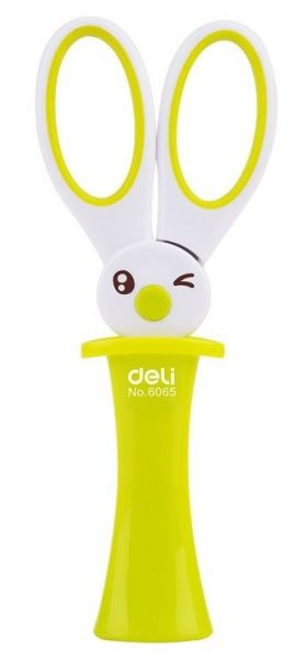 Ножницы детские Заяц в шляпе 13 см зеленые 6065 Deli
