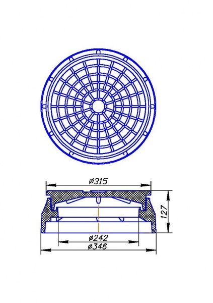 Люк канализационный ПОЛИМЕР-ТЕХБУД 350 мм без замка зеленый