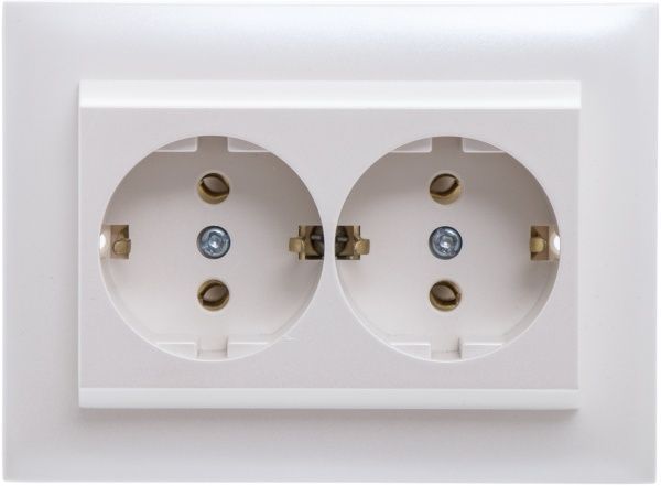 Розетка подвійна із заземленням Efapel Logus 16 А 250 В без шторок металік перламутровий
