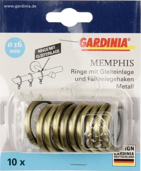 Кольцо с вкладкой и крючком Gardinia Memphis наборной d16 мм античная латунь 