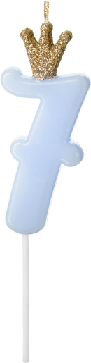 Свічка для торта Partydeco цифра 7 пастель блакитна 9,5 см (SCU6-7-001J)