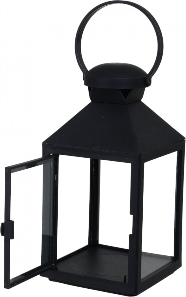 Підсвічник-ліхтар порожній квадрат 10х10х20 см чорний Pako-If