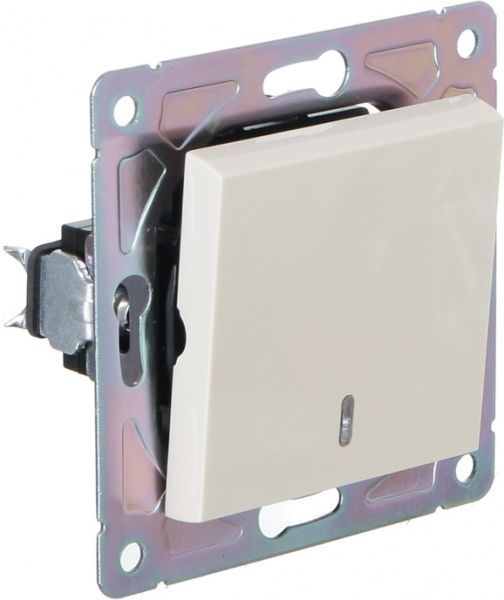 Вимикач пластик одноклавішний HausMark Alta з підсвіткою 10 А 220В крем SNG-SWP,SQ20MG1W1L-CR